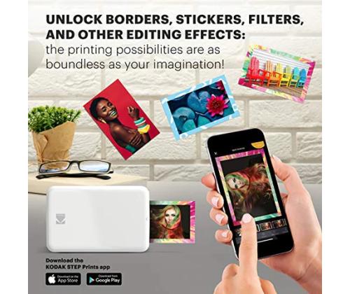 Kodak STEP Instant Mobile Photo printer Colour ZINK 2x3'' 1 ppm, Bluetooth, White