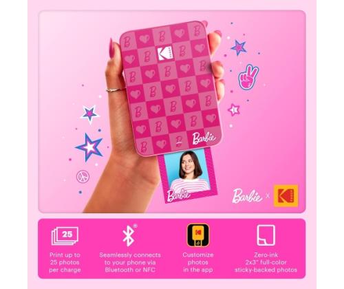 Barbie x Kodak STEP Slim Instant Mobile Photo printer Colour ZINK 2x3'' 1ppm, Bluetooth, Pink
