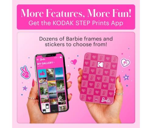 Barbie x Kodak STEP Slim Instant Mobile Photo printer Colour ZINK 2x3'' 1ppm, Bluetooth, Pink