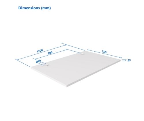 Up Up Table top M White, 1200x750x25mm (Laminated particle board)