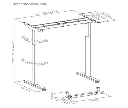 Adjustable Height Table Up Up Bjorn Gray, Table top M White