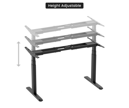 Adjustable Height Table Up Up Thor Black, Table top L White