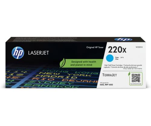 HP 220X (W2201X) Toner Cartridge, Cyan