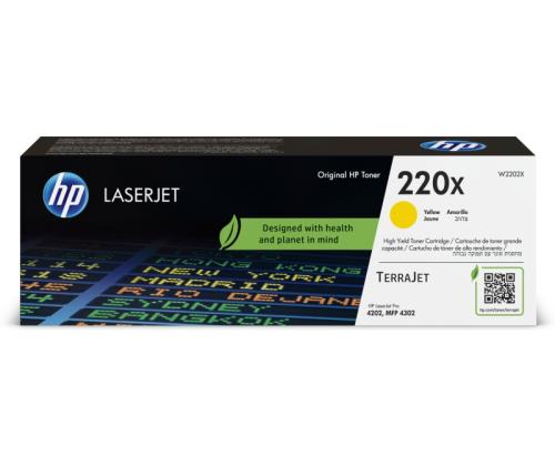 HP 220X (W2202X) Toner Cartridge, Yellow