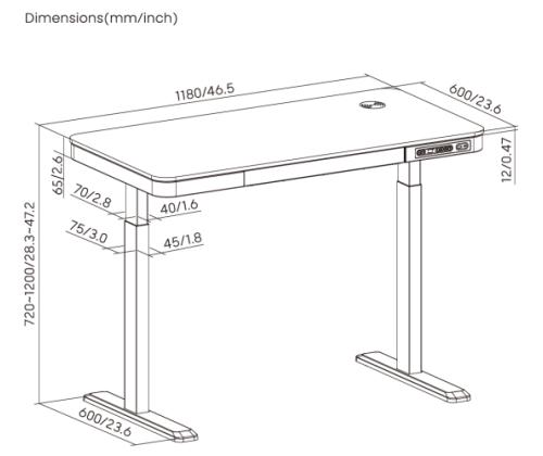 Adjustable Height Table Up Up Balder II White