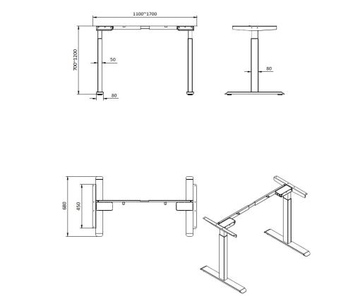 Elektriline töölauaraam Desk DUO 2-jalgne 2-mootoriga 4 mälukohaga valge