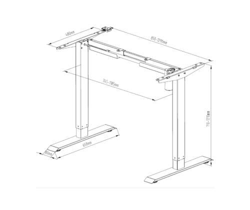 Elektriline töölauaraam LOCTEK 2-teleskoobine 1-mootoriga must