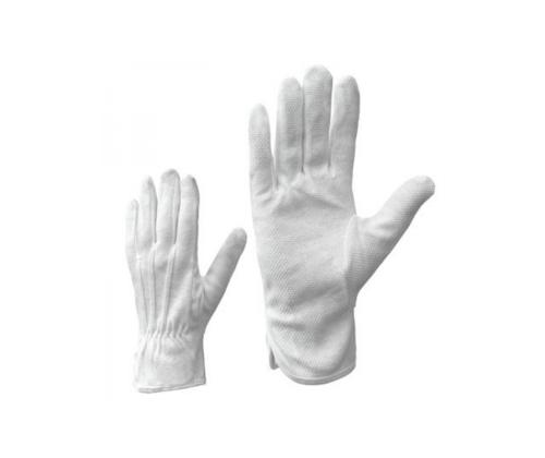 Töökindad puuvillased mikrotäppidega 7 (S) valged