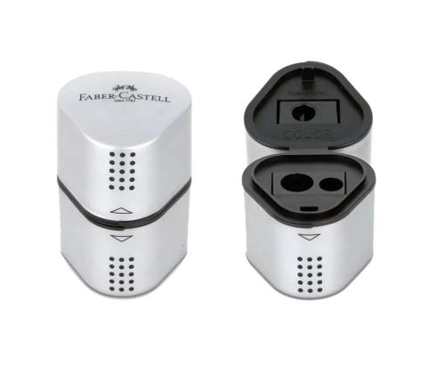 Pliiatsiteritaja 3-osaline kogujaga Faber-Castell Grip hõbedane