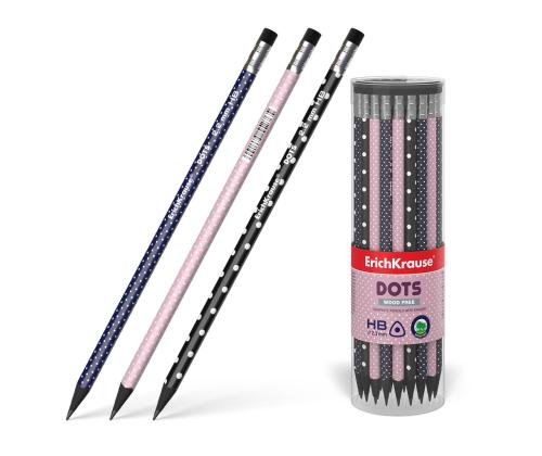 Harilik pliiats kolmnurkne ERICH KRAUSE, kustutuskummiga, Dots HB