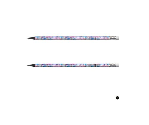 Harilik pliiats kolmnurkne ERICH KRAUSE, kustutuskummiga, Flower HB