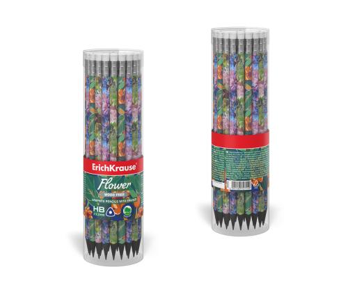 Harilik pliiats kolmnurkne ERICH KRAUSE, kustutuskummiga, Flower HB