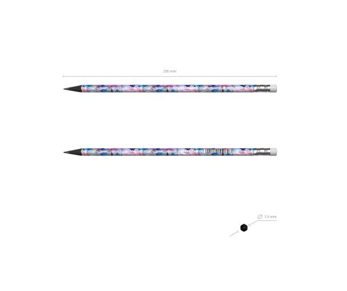 Harilik pliiats kolmnurkne ERICH KRAUSE, kustutuskummiga, Flower HB