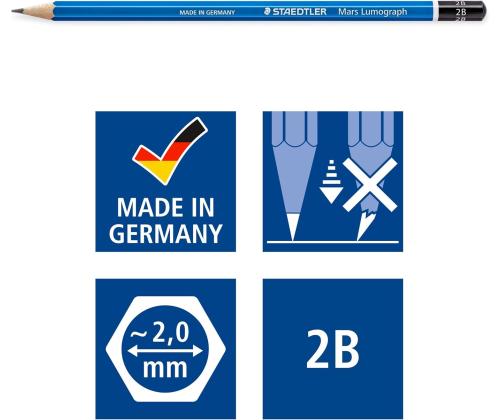 Harilik pliiats STAEDTLER Mars Lumograph 2B kummita
