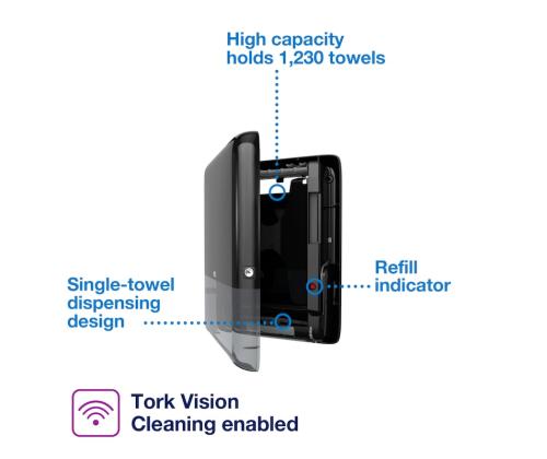 Hoidja lehtkätepaberile TORK PeakServe® H5 must (552558)