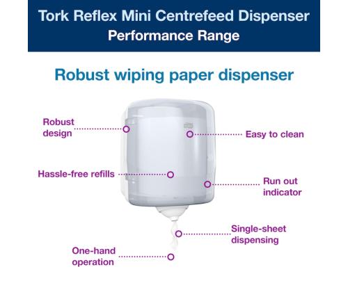 Hoidja rullkäterätikule TORK M4 Reflex Single sheet kesktõmbega valge (473190)
