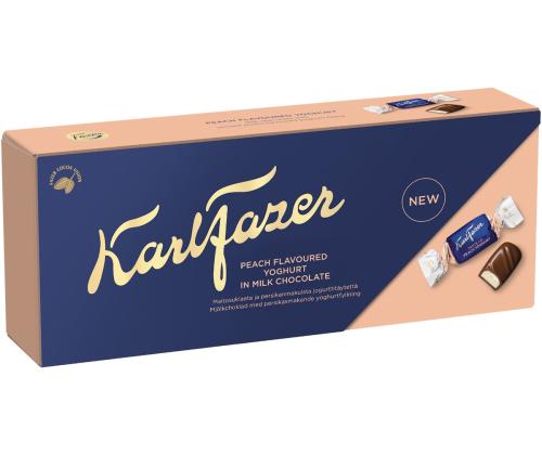 Kommid KARL FAZER Šokolaadikommid virsikujogurti täidisega 250g