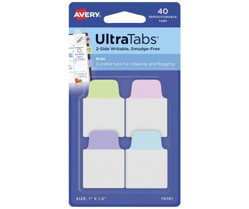 Järjehoidja 25,4x38mm AVERY 4 pastelset värvi pakis