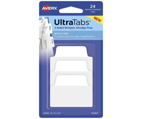 Järjehoidja 50,8x38mm AVERY valge 24 tk pakis