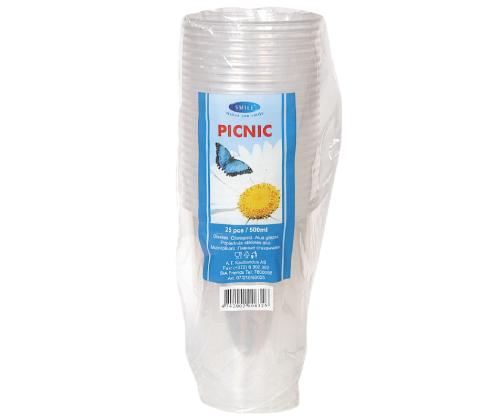 Joogitopsid SMILE 500ml, läbipaistvad, 25tk