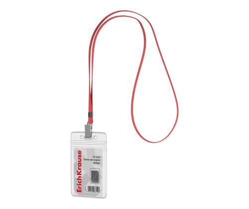 Kaardihoidja ERICH KRAUSE 62x91mm vertikaalne kaelapaelaga punane