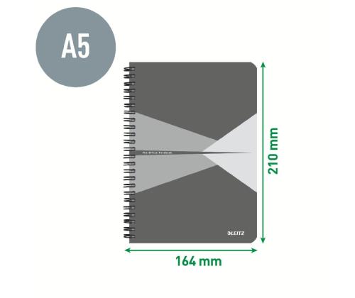 Kaustik spiraalköites A5 jooneline kartongkaaned LEITZ Office 90 lehte sinine