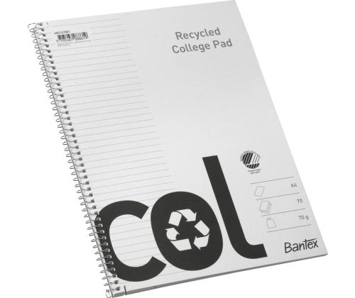 Kaustik spiraalköites A4+ jooneline Bantex College Recycled kartongkaaned 70 lehte