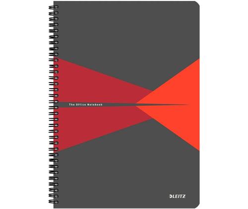 Kaustik spiraalköites A4 ruuduline kartongkaaned LEITZ Office 90 lehte punane
