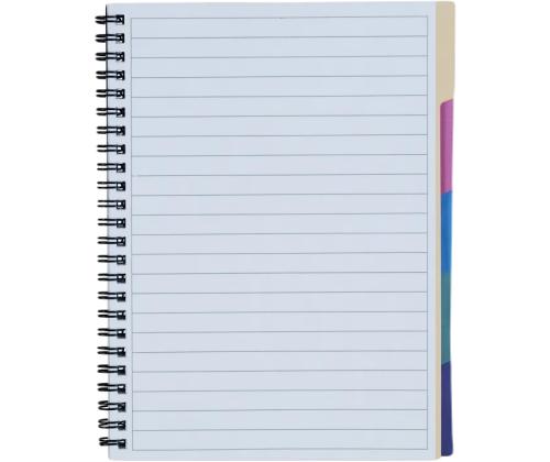 Kaustik spiraalköites A5+ jooneline BANTEX 5in1 registriga kartongkaaned 75 lehte