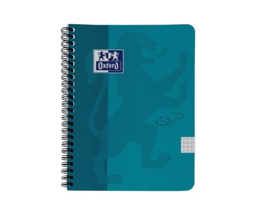Kaustik spiraalköites A5+ ruuduline OXFORD Touch kartongkaaned türkiis sinine 70 lehte