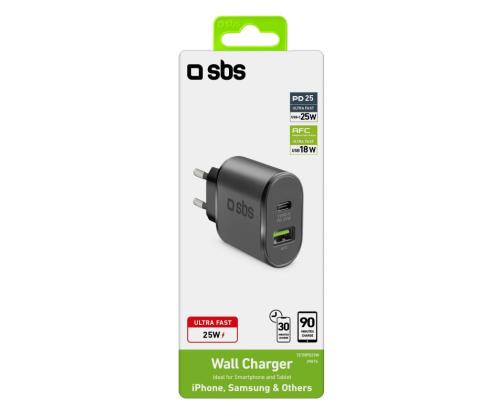 Kiirlaadija adapter USB-C juhtmele 25W must