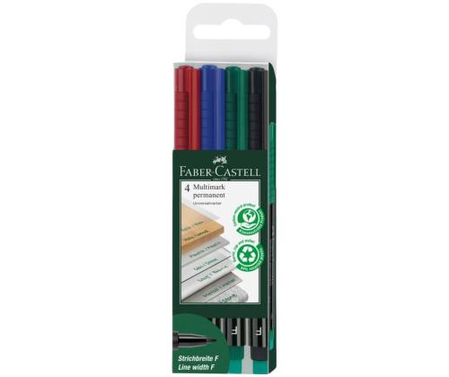 Kilemarker FABER-CASTELL Multimark F kustukummiga 4 värvi komplekt