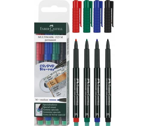 Kilemarker FABER-CASTELL Multimark M kustukummiga 4 värvi komplekt