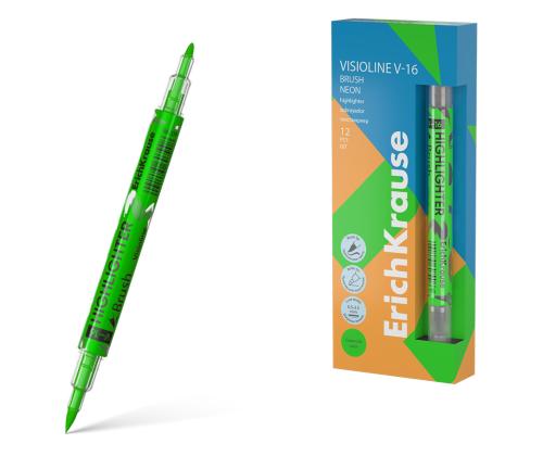 Tekstimarker, kahepoolne ERICH KRAUSE Visioline V-16 Brush Neon, roheline
