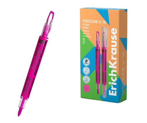 Tekstimarker, kahepoolne ERICH KRAUSE Visioline V-16 Zoom Neon, roosa