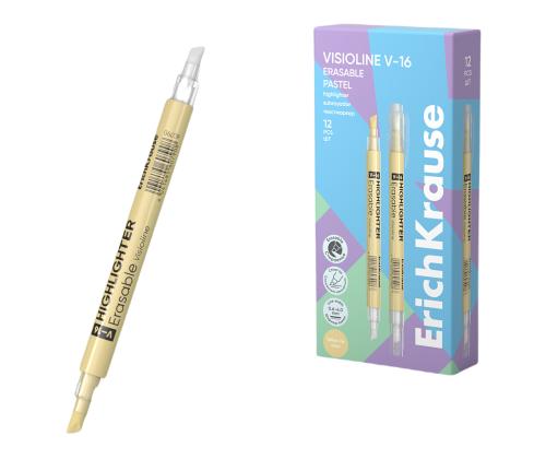 Tekstimarker, kahepoolne ERICH KRAUSE Visioline V-16 kustutatav pastelne, kollane