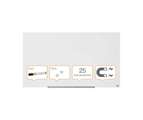 Klaastahvel-magnettahvel (1260x710mm) laiekraan 57 valge NOBO