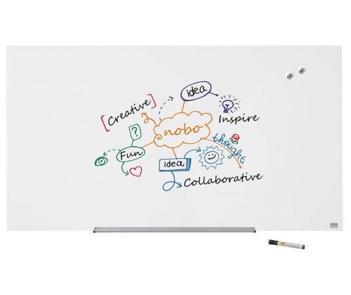 Klaastahvel-magnettahvel (1260x710mm) laiekraan 57 valge NOBO