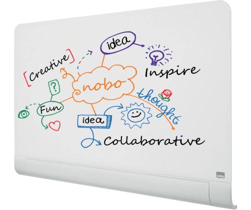 Klaastahvel-magnettahvel Nobo laiekraan 1260x710mm 57" ümardatud nurgad valge
