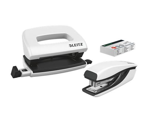 Klammerdaja & augulööja komplekt LEITZ Mini Wow 10 lehte pärlvalge (nr10 klambrid)