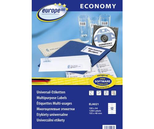 Kleebisetikett AVERY Economy 105x48mm 12 lehel 100 lehte
