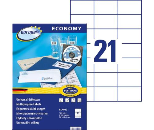 Kleebisetikett AVERY Economy 70x42,3mm 21 lehel 100 lehte