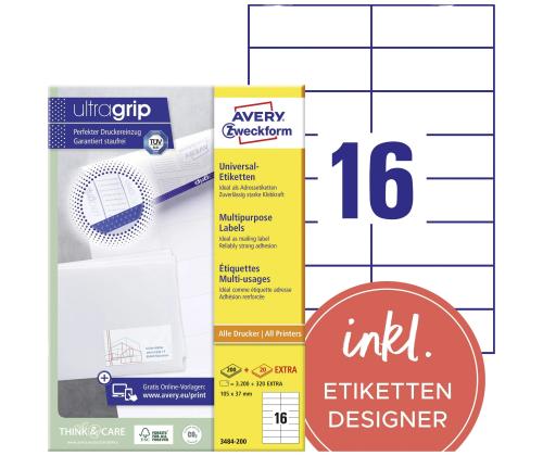 Kleebisetikett AVERY Zweckform 105x37mm 100 lehte (3484)
