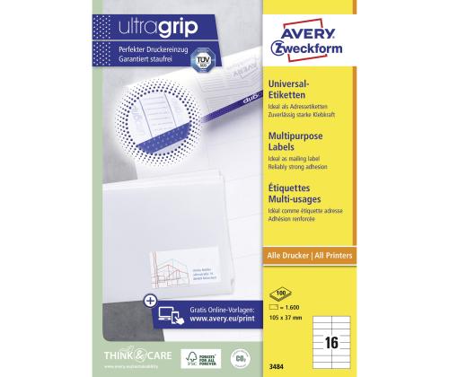 Kleebisetikett AVERY Zweckform 105x37mm 100 lehte (3484)