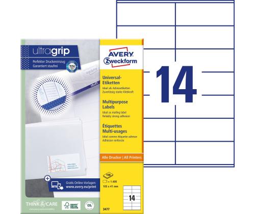 Kleebisetikett AVERY Zweckform 105x41mm 100 lehte (3477)