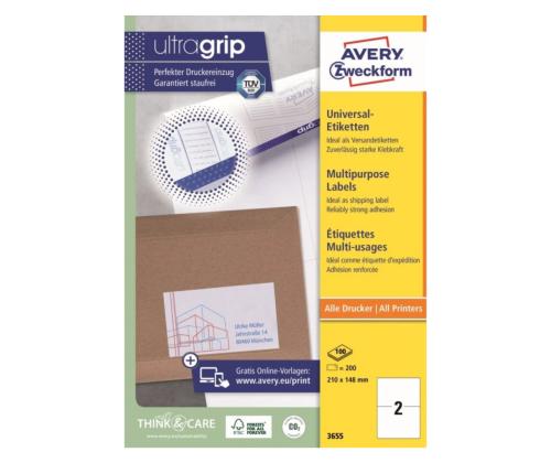 Kleebisetikett AVERY Zweckform 210x148mm 100 lehte (3655)