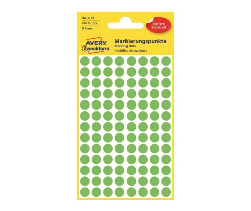 Kleebisetikett AVERY Zweckform Q8mm neoonroheline 416 tk (3179)