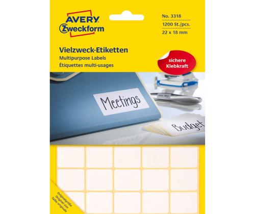 Kleebisetikett käsitisi kirjtamiseks AVERY Zweckform 22x18mm 11.9000 tk (3318)