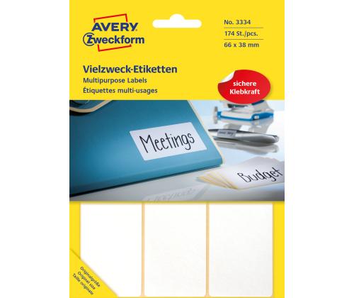 Kleebisetikett käsitisi kirjtamiseks AVERY Zweckform 66x38mm 174 tk (3334)
