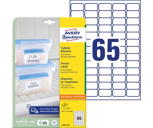 Kleebisetikett külmutatud toodetele AVERY Zweckform 38,1x21,2mm 25 lehte pakis